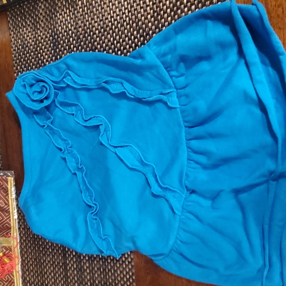Zack & Zoey dog blue ruffled dress and rose NWOT - Medium